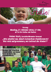 Plakat zum Vortra Albert-Schweitzer-Familienwerk