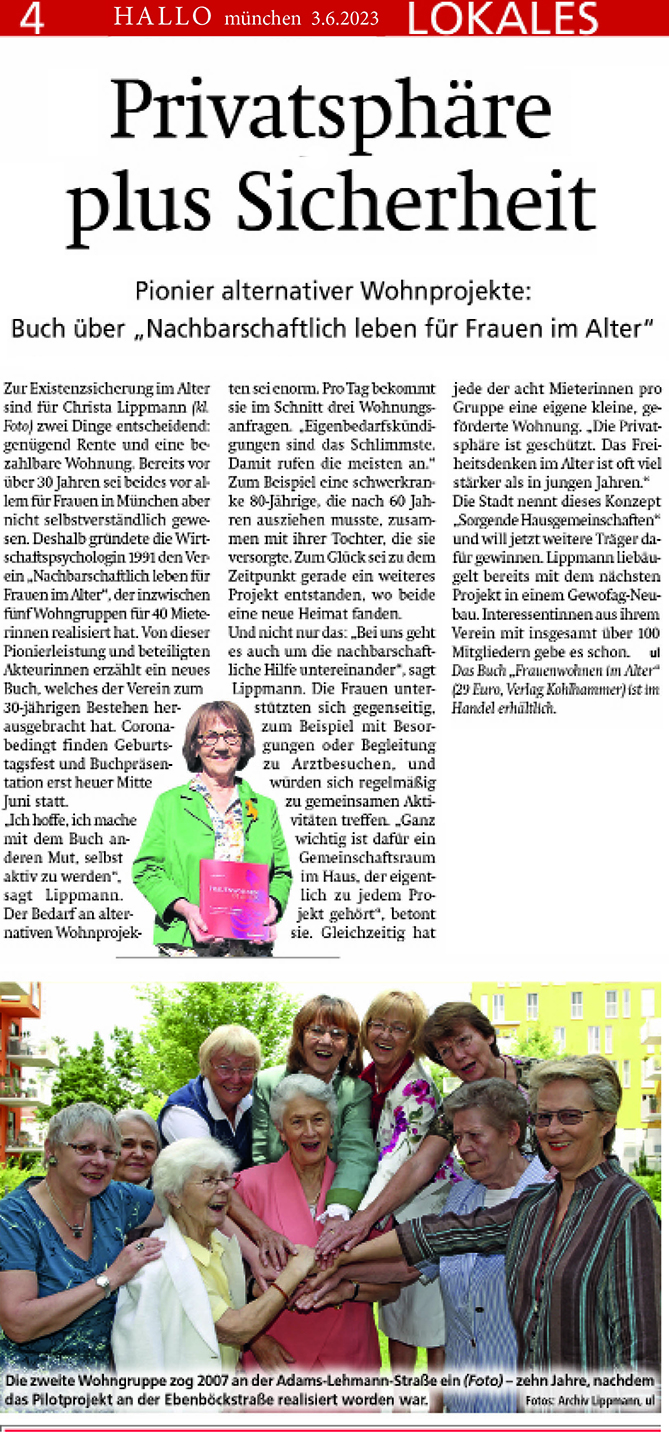 Artikel in der Hallo München, am 15.03.2023: Gemeinsam im Alter gut leben