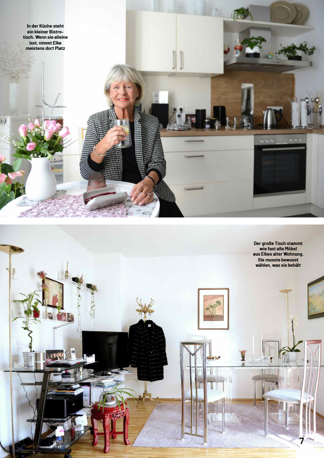 Artikel im Münchner Mietermagazin, im März 2023 über unsere Wohnfrau Elke mit Blick in Küche und Esszimmer