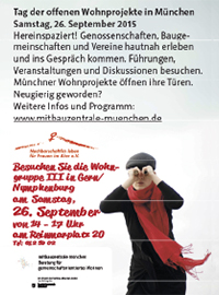 Poster Tag des offenen Wohnprojekts München am 26.9.2015