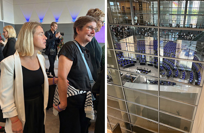 Präsidentin VDK Verena Bentele und Blick in den Bundestag