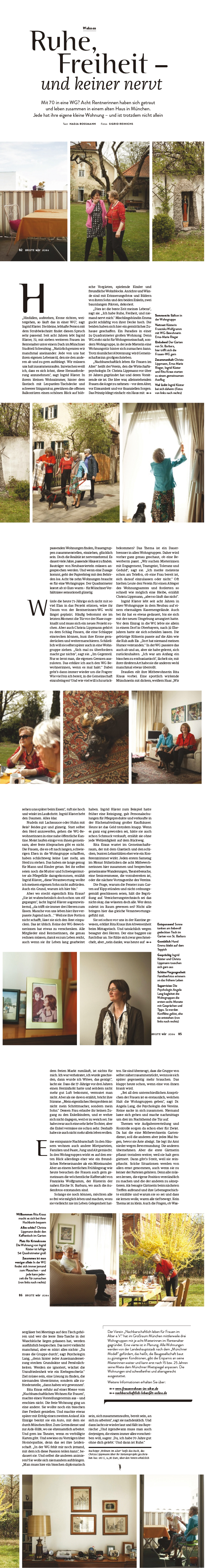 Bericht in der Zeitschrift Brigitte wir über das Wohnprojekt des Fördervereins Nachbarschaftlich leben für Frauen im Alter