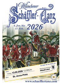 Altes Plakat mit Schäffler-Tänzern