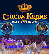 Schriftzug Circus Krone und Pferde