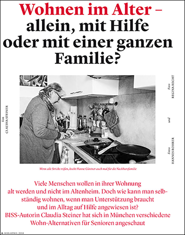 Titelseite des Artikels im biss über Wohnen im Alter