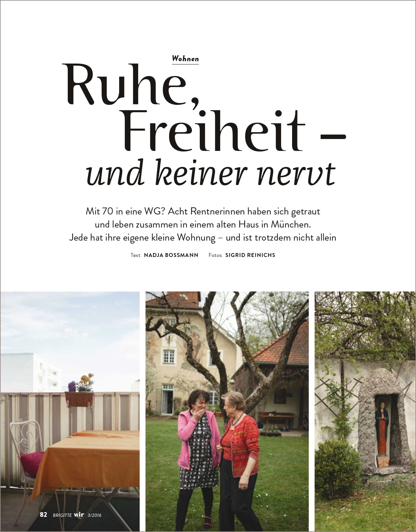 1 von 6: Bericht in der Zeitschrift Brigitte wir über das Wohnprojekt  des Fördervereins Nachbarschaftlich leben für Frauen im Alter
