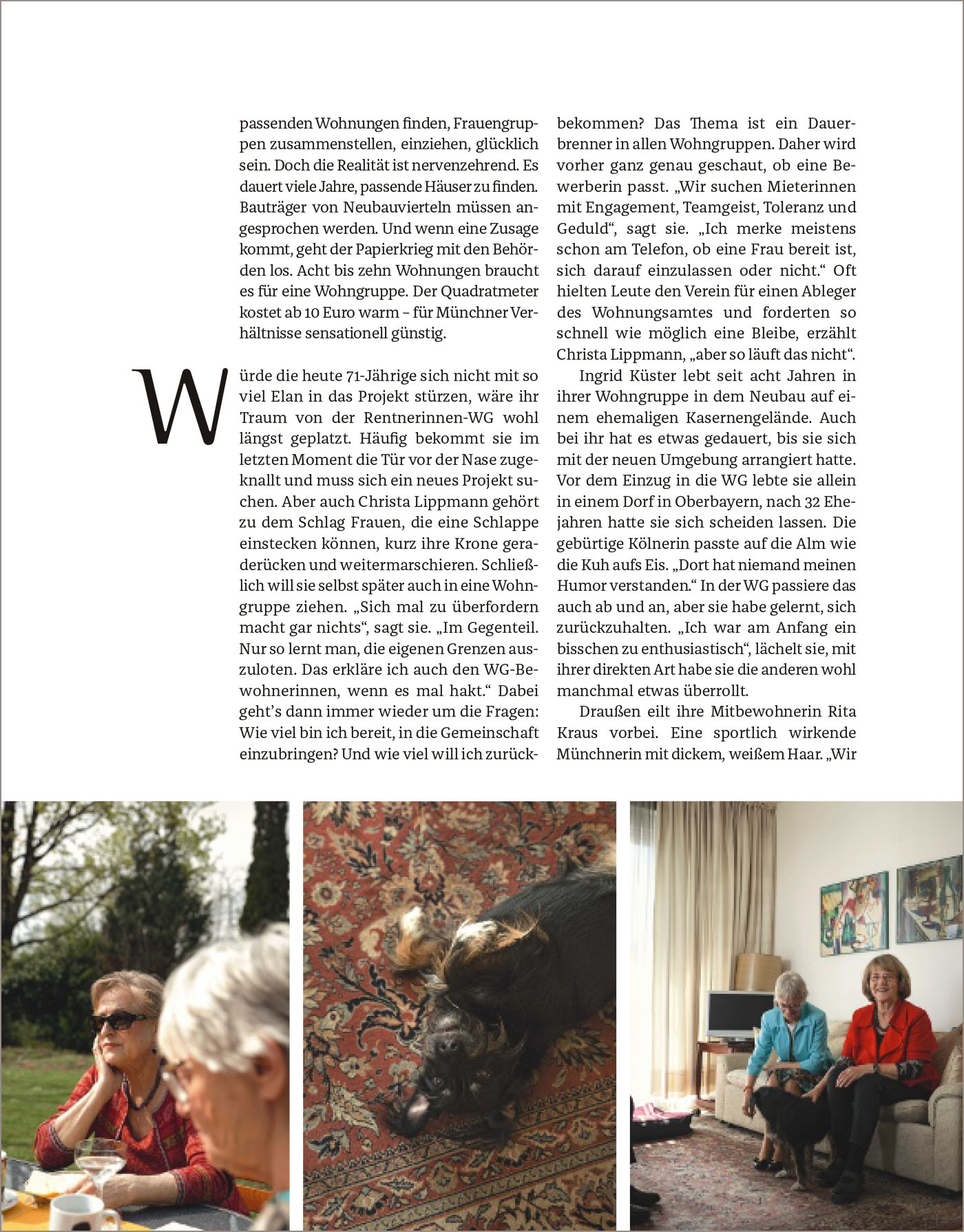 3 von 6: Bericht in der Zeitschrift Brigitte wir über das Wohnprojekt  des Fördervereins Nachbarschaftlich leben für Frauen im Alter