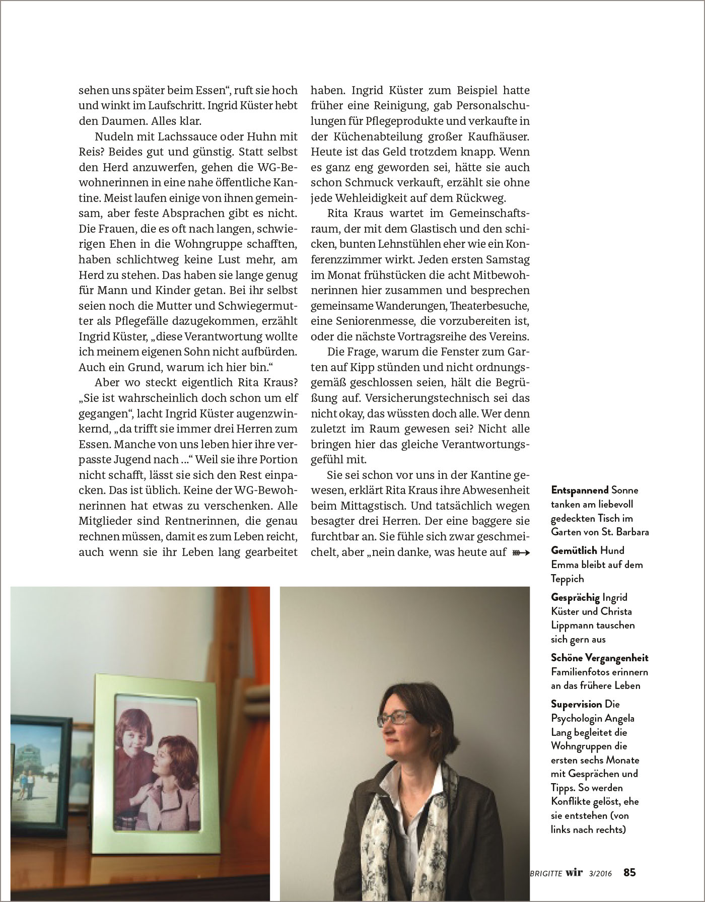 4 von 6: Bericht in der Zeitschrift Brigitte wir über das Wohnprojekt  des Fördervereins Nachbarschaftlich leben für Frauen im Alter