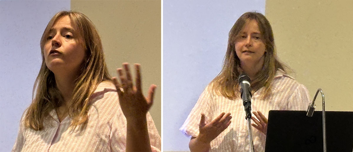 Zweimal die Referentin Charlotte Eichler bei ihrem Vortrag