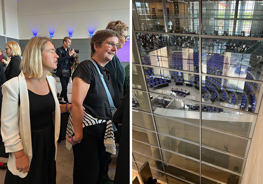 Präsidentin VDK Verena Bentele und Blick in den Bundestag