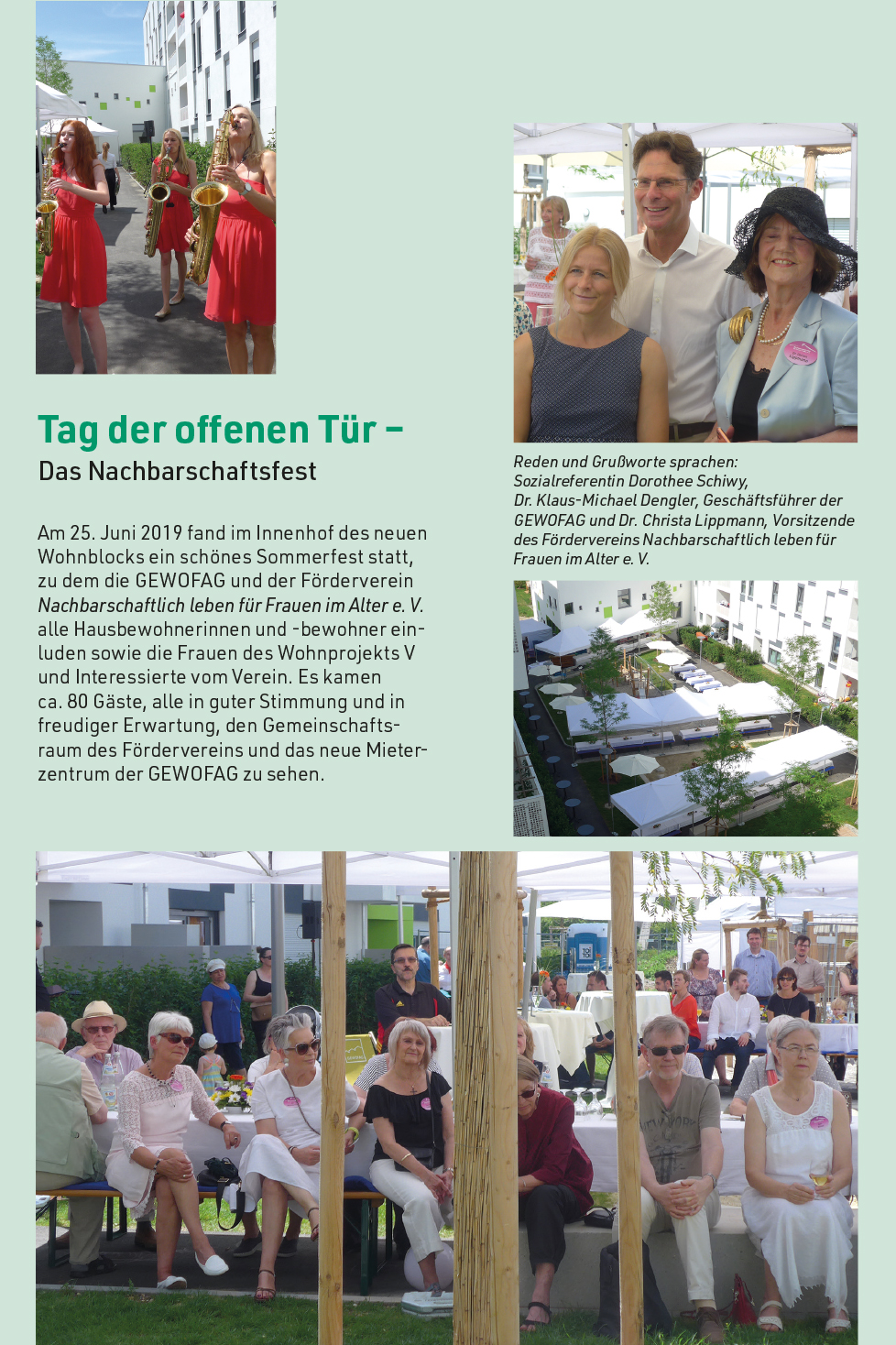 wg5: Impressionen vom Sommerfest im Innenhof zum Bezug der Wohnungen 2019, veranstaltet von der Gewofag und unserem Verein