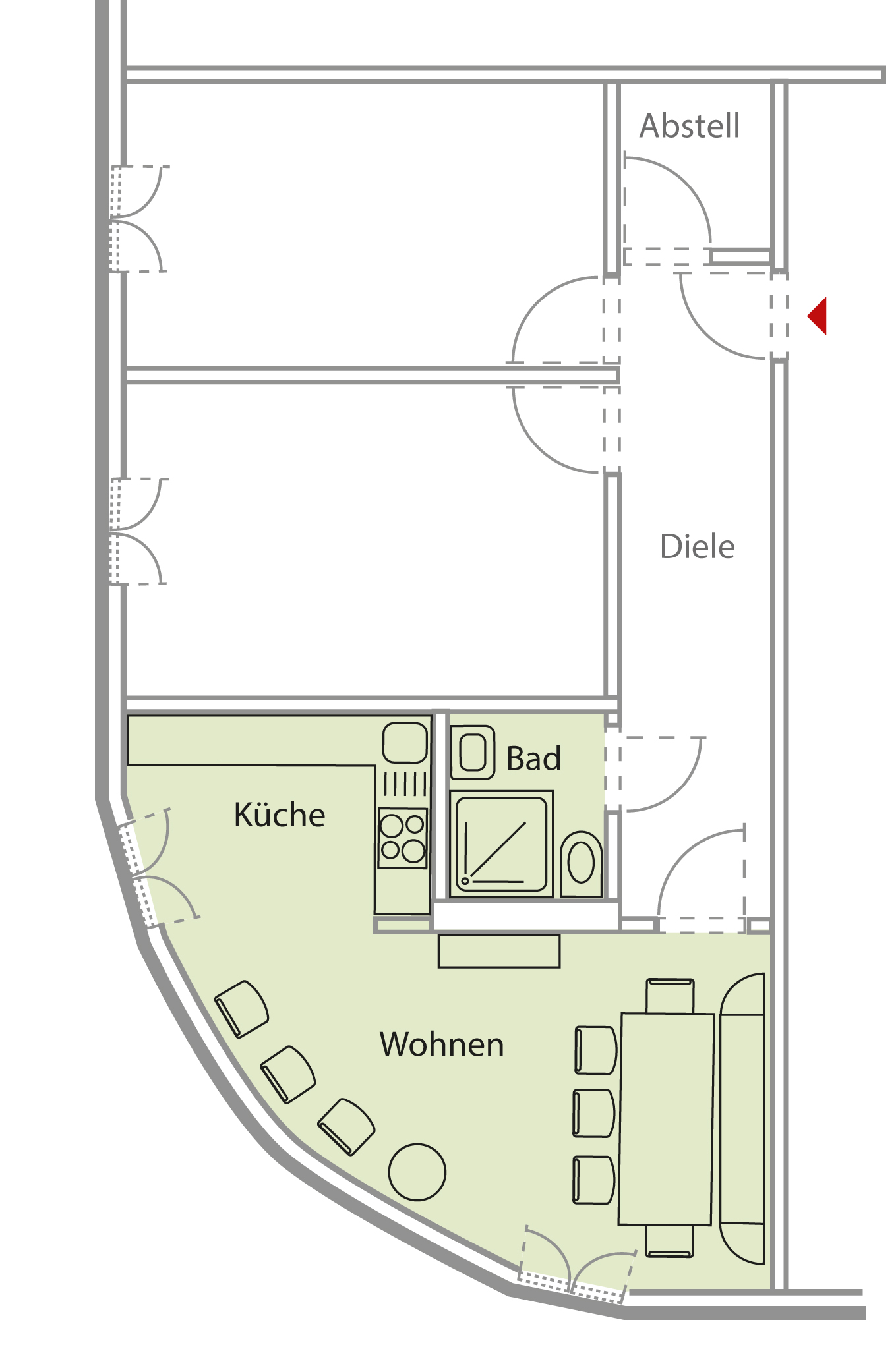 wg6: Grundriss des Gemeinschaftsraums